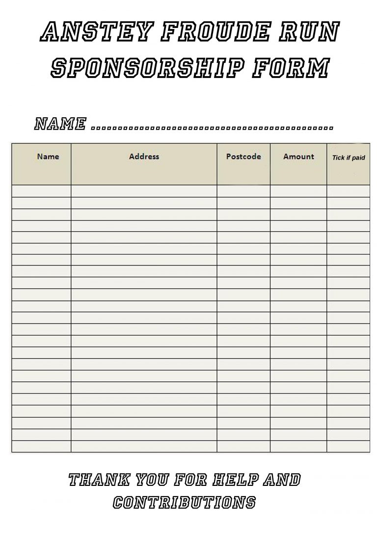 Froude Run Sponsorship Form – East Anstey